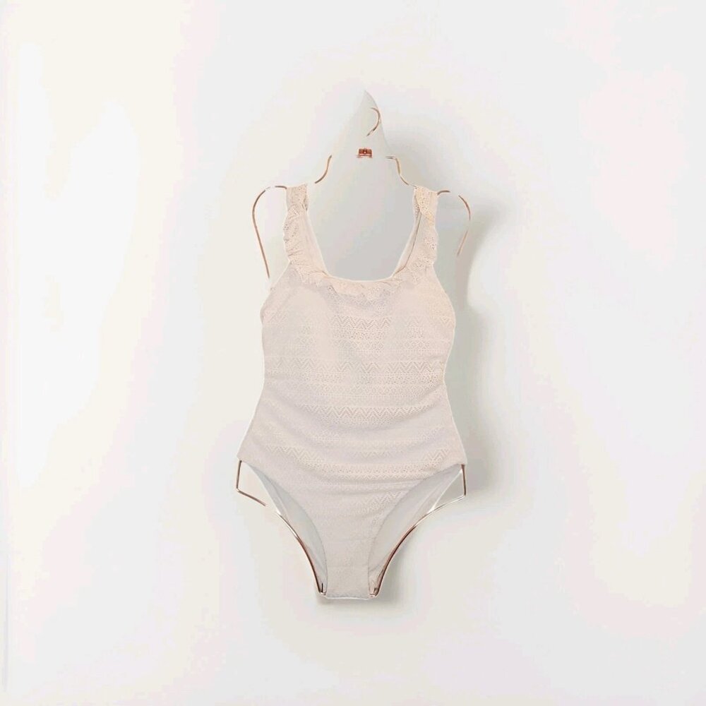 Andie Swim The Hydra One Piece Women’s Size Small Vanilla Crochet Lace Swimsuit